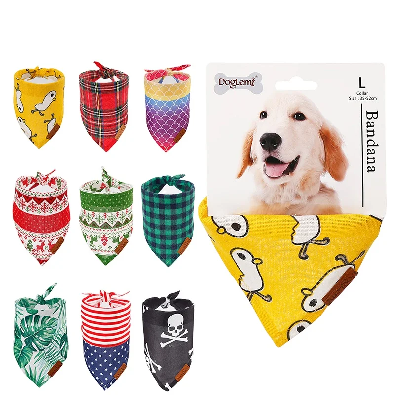 120 Pcs Dog Bandanas Bulk - Adjustable Pet Bandanas, Summer Scarf Bibs With Paw & Bone Patterns