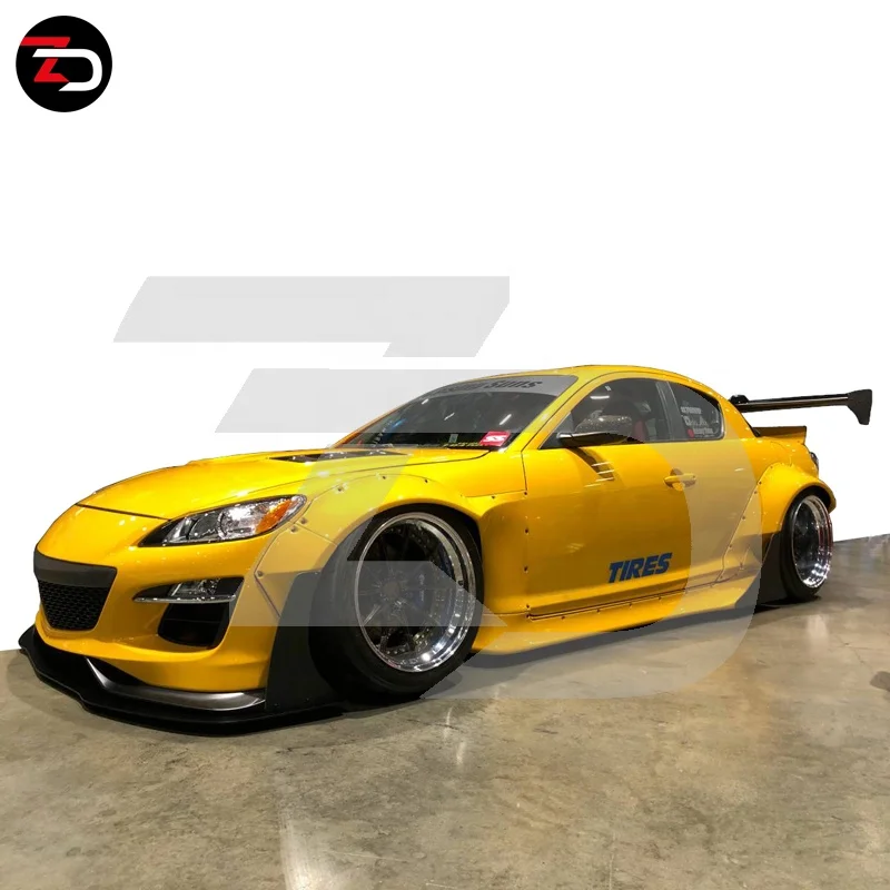 Factory Price RB Style Body Kit Front Lip Side Skirts Diffuser Wheel Arch Wing High Spoiler for RX8