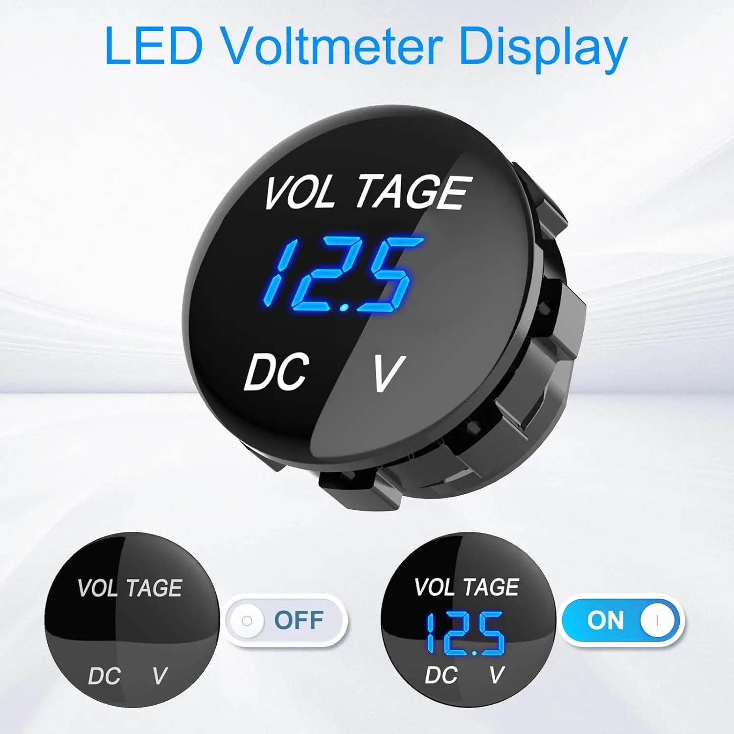 Voltmetro Digitale Per Batteria Auto 12V - Display LED Impermeabile Per Auto, Barca, Moto