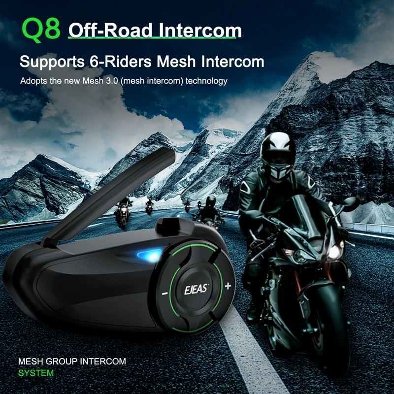 EJEAS Q8 Motorcycle Helmet MESH Intercom Waterproof Bluetooth