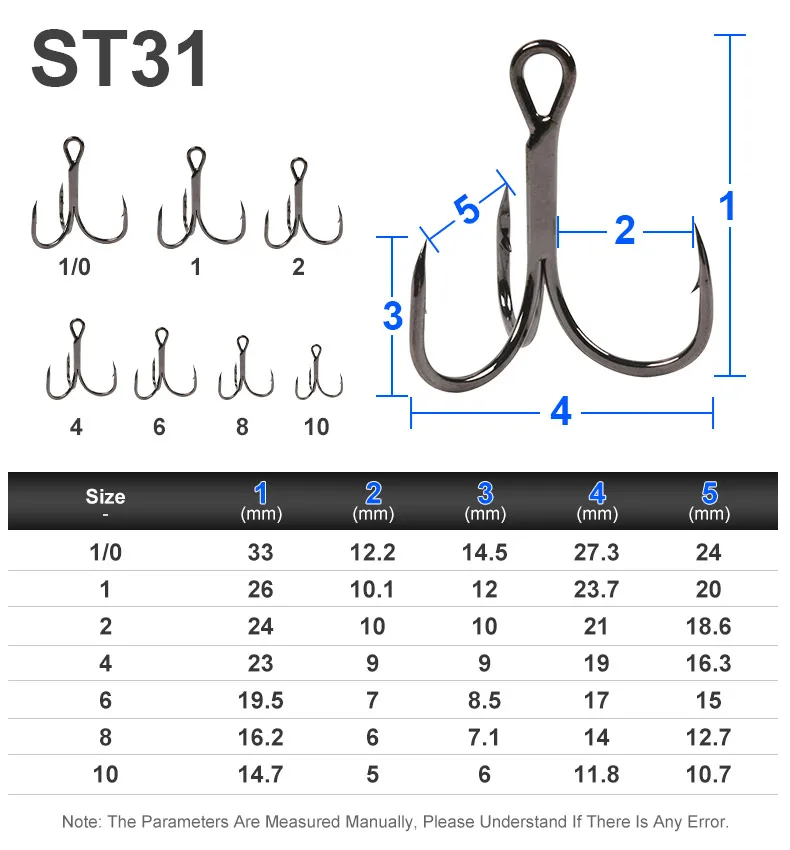 ST31 2X рыболовный крючок 1000 шт. острые рыболовные приманки вспомогательный тройной прочная точка резки тройные Крючки круглый