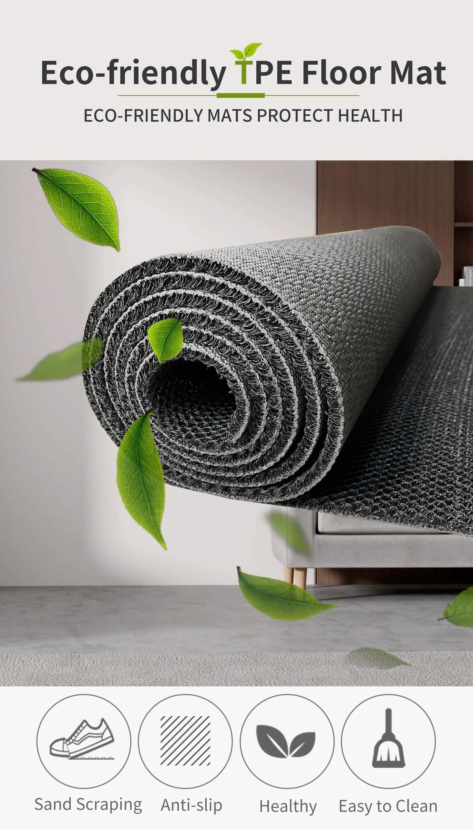 Factory Wholesale Good Quality Anti Fatigue TPE 3D Mesh Customizable Floor Mat Roll for Outdoor Machine Made PET Carpet(图2)