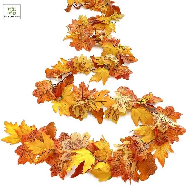 Hot Sale Artificial Autumn Maple Leaf Foliage Fall Garland Christmas Thanksgiving Halloween Accessories Decorations Hanging Vine