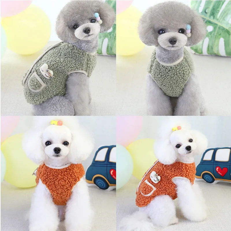 Dog Winter Warmer Berber Fleece Vest Pet Clothes With Matching Leashes