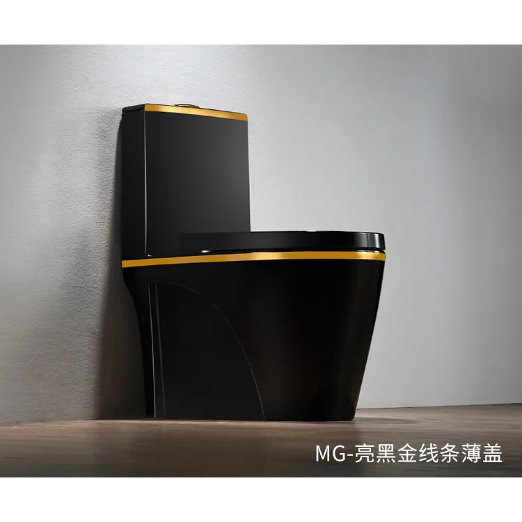 Chinese  Luxury Black Golden Sanitary Ware Bathroom Ceramic  Colored Toilet Gold WC Toilet