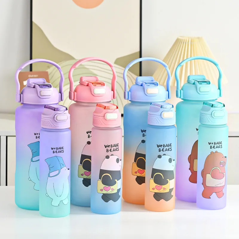 2pcs Botella Agua Tomatodos Kawaii Water Bottle Motivational 2l Water ...