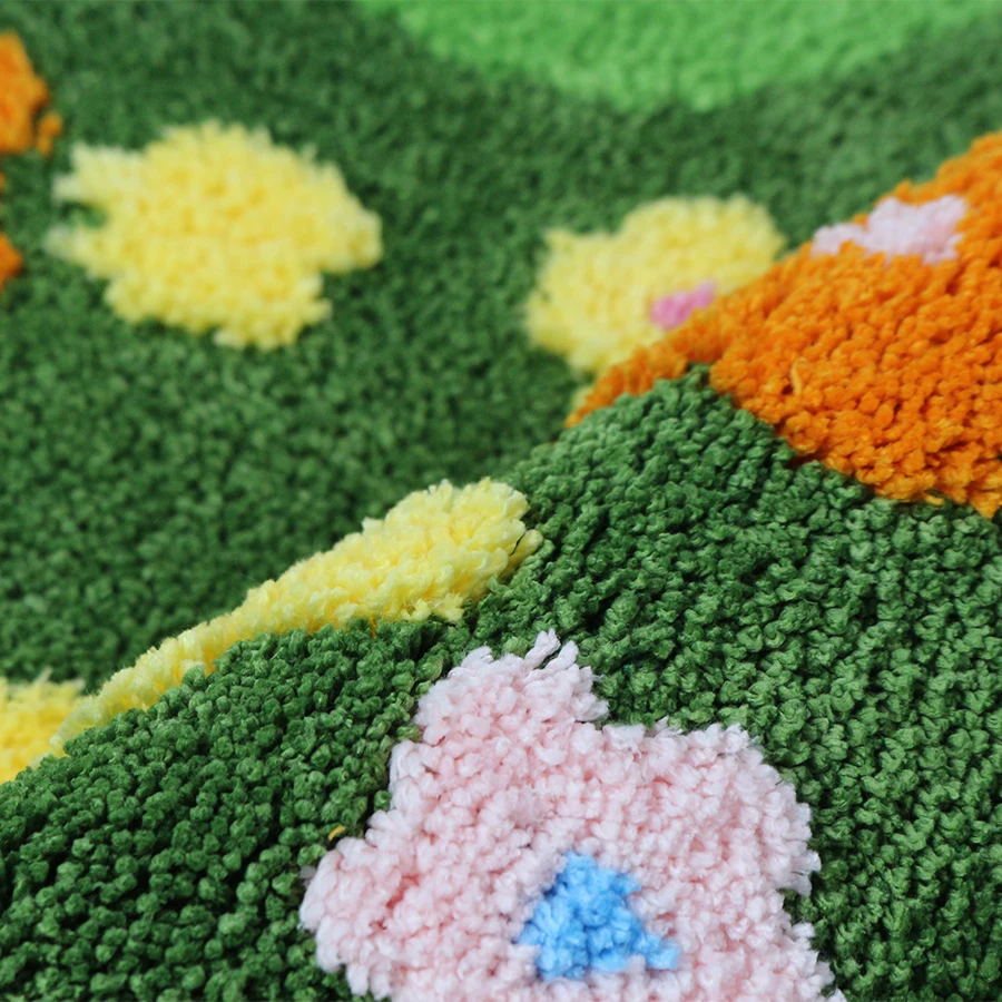 Lovely Bathroom Rug Non-slip Irregular Moss Bath Mat Green Absorbent Shaggy Area