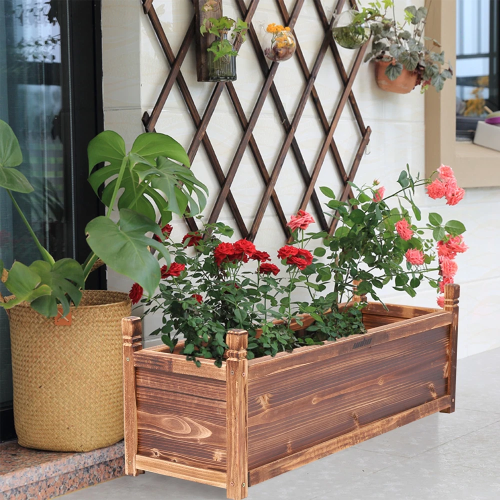 Unho Raised Garden Planters Outdoor, Wooden Troughs Large Flower Bed  Vegetable Plant Box, Garden Plant Stand