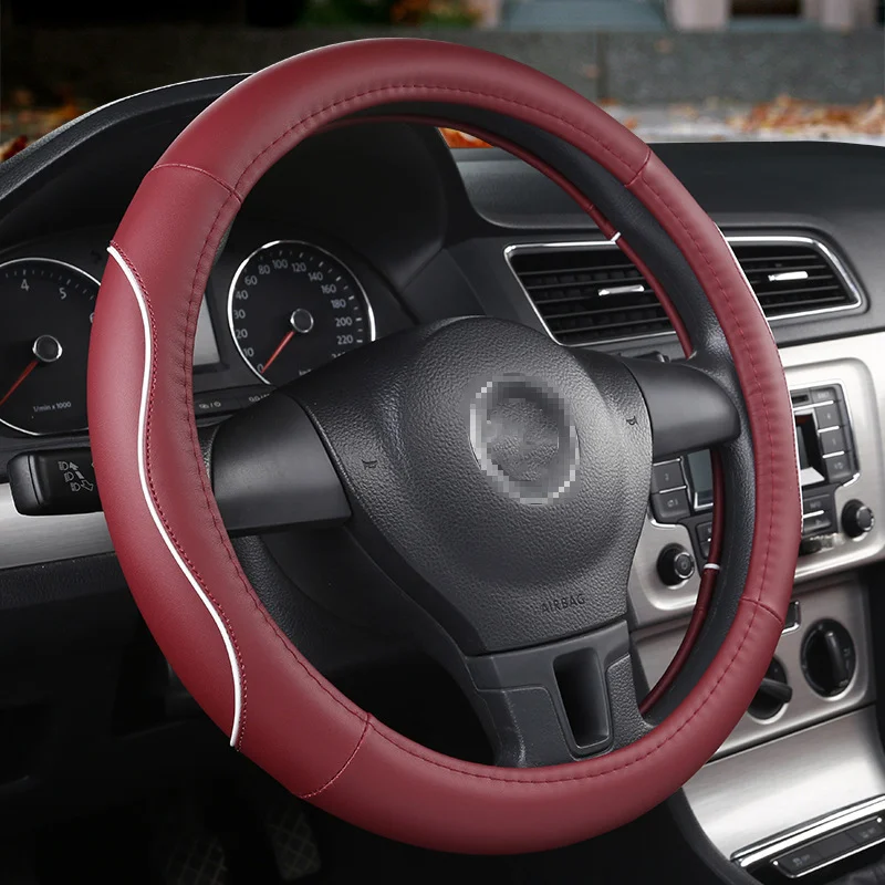 Custom-made Different Colors Universal Leather Car Steering Wheel Cover ...