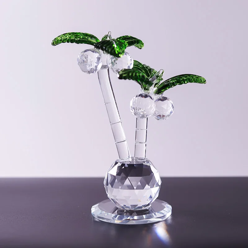 Honor of Crysal Coconut Tree Crafts Polished Crystal Ornaments Creative Desktop Decoration Modern Simple Christmas Gift