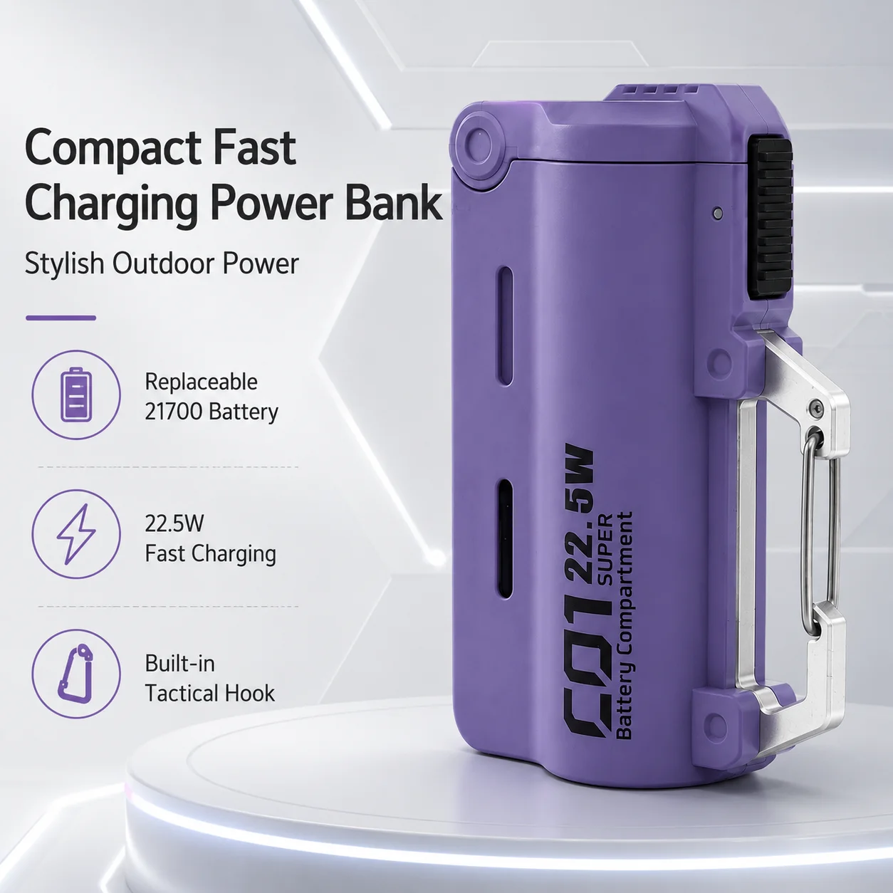 Heavy Duty Tactical 21700 Power Bank Case, Removable External Battery  Charger for Camping Hiking