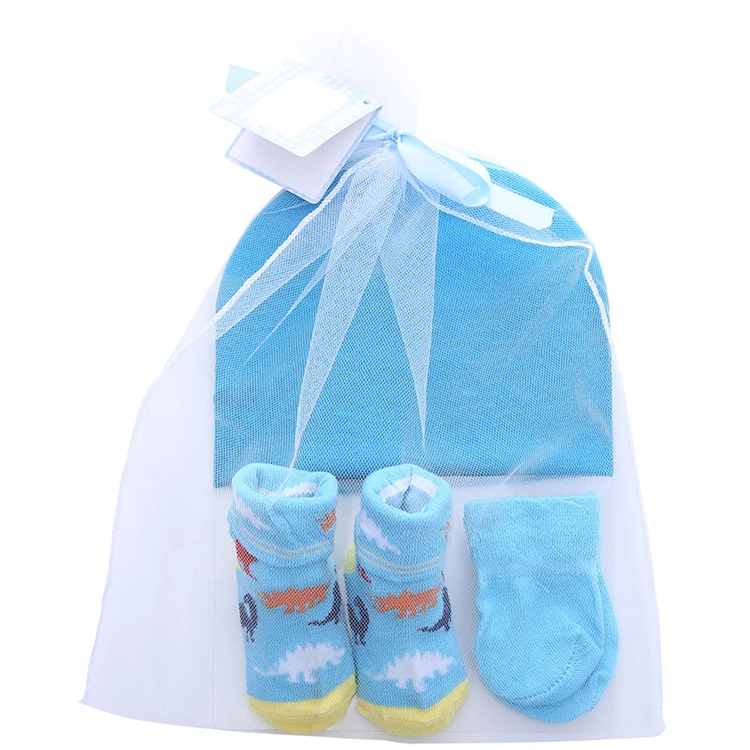 Custom Newborn Pure Cotton Baby Hat Mittens Hand and Foot Socks