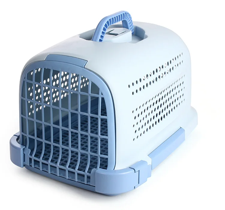 Portable Pet Carrier Transport Box for Dog and Cat Rabbit Cage Plastic Travel Box Carry Concealed Handle