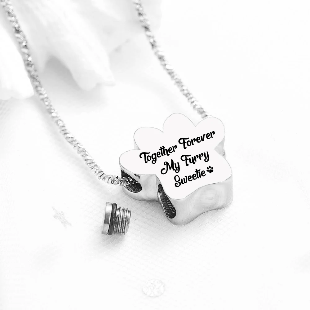 Cremation jewelry cat paw stainless steel urn necklace to commemorate pets / relatives seven styles of optional aluminum urns