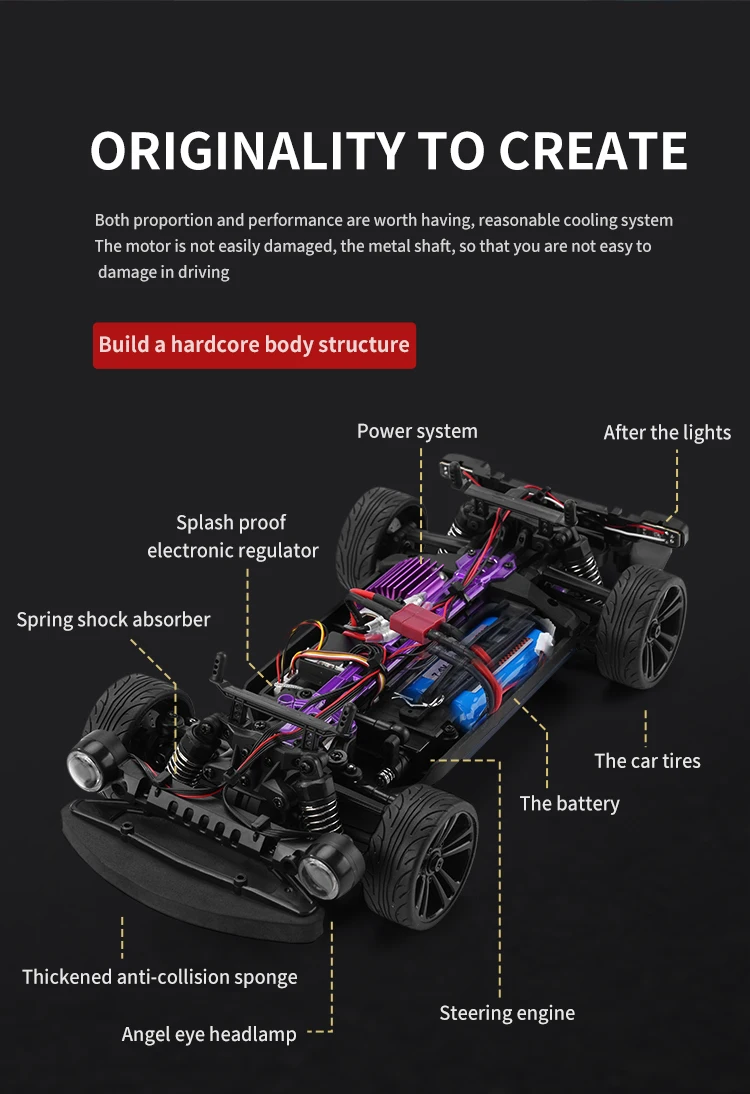 Scy-16303 RC Drift Car 1:16 Scale 4WD RC Car With LED Lights 2.4GHz 35km/h High Speed Drift Racing Vehicle For Boys Girls Gifts