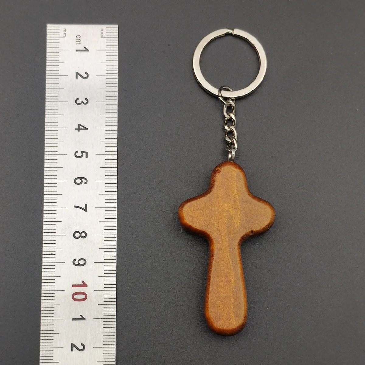 Handcrafted Eco-friendly Light Wooden Cross Keychain Natural Pine