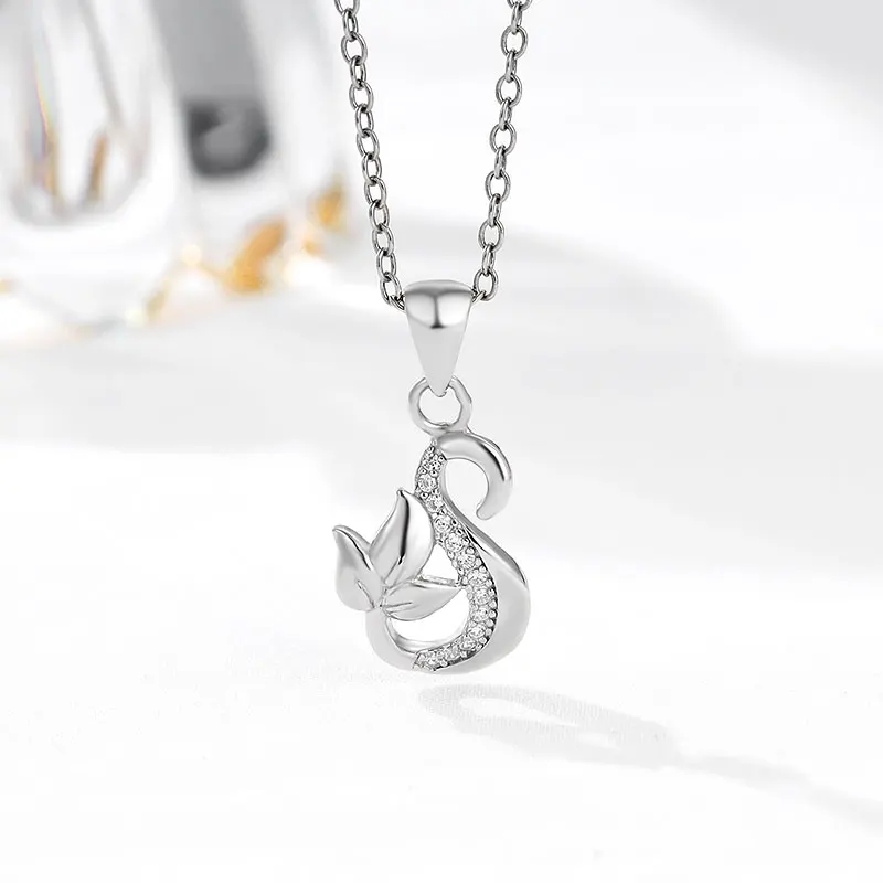 Wholesale Fashion 925 Sterling Silver Letter S Charm Swan Pendant