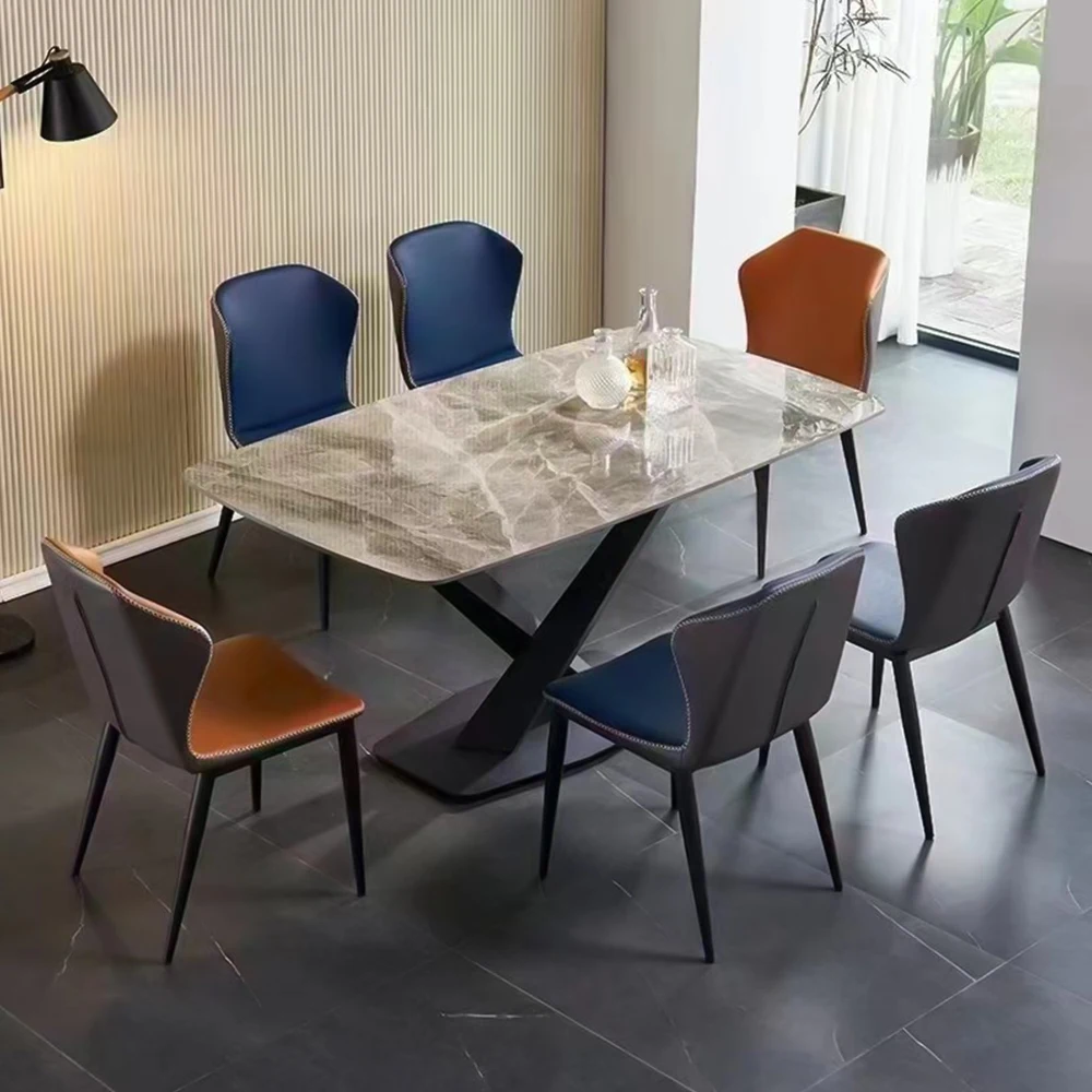 Modern Nordic Minimalist Room Furniture Iron Base Square Black Dinner