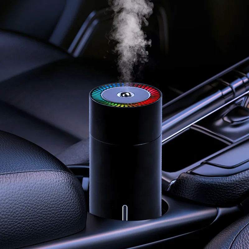 Mini USB Tabletop Metal Car Aromatherapy Essential Oil Diffuser 260ml Capacity Portable Colorful LED Night Light Batteries