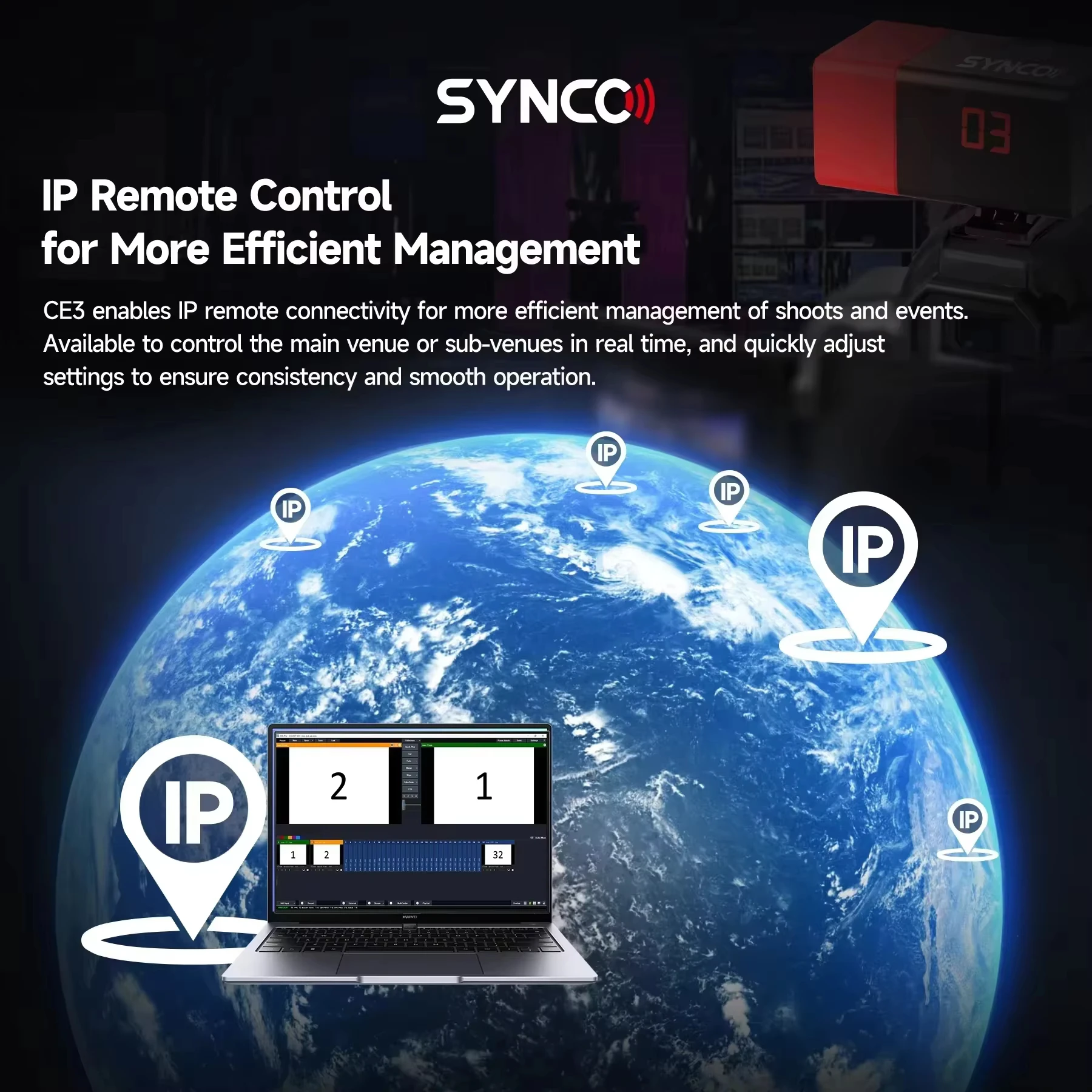 Synco CE3 Wireless Tally Light for Camera Broadcast Switcher