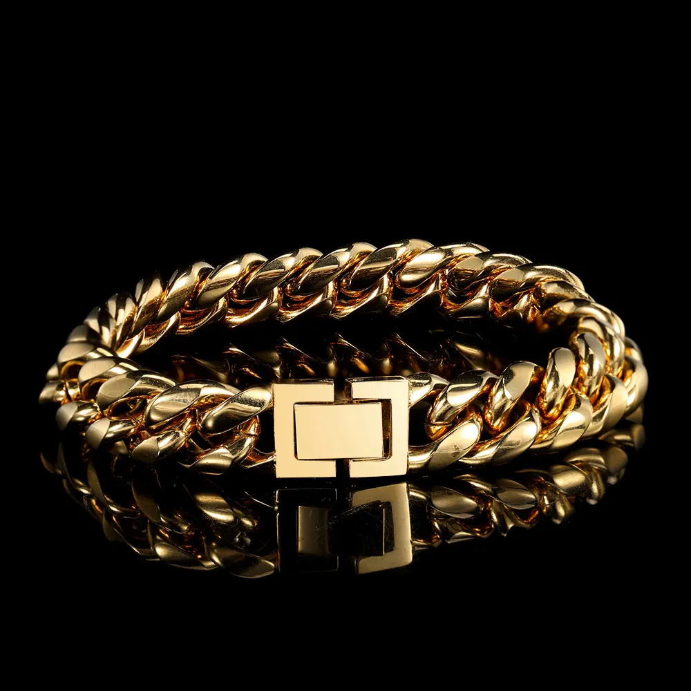 Nautica Stainless Steel Cuban Chain Bracelet For Men - 8 Inch With Box Clasp