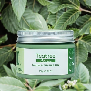 OEM Green Clay Mask for Acne-Free Skin Tea Tree Oil & AHA BHA PHA Exfoliating Formula to Control Oil Tighten Pores for Face Use