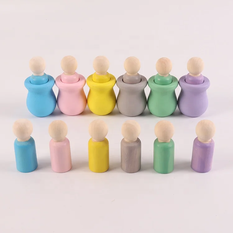 High Quality Factory Sale Unfinished Nesting Dolls Unpainted Pine Wooden Mini Peg Doll