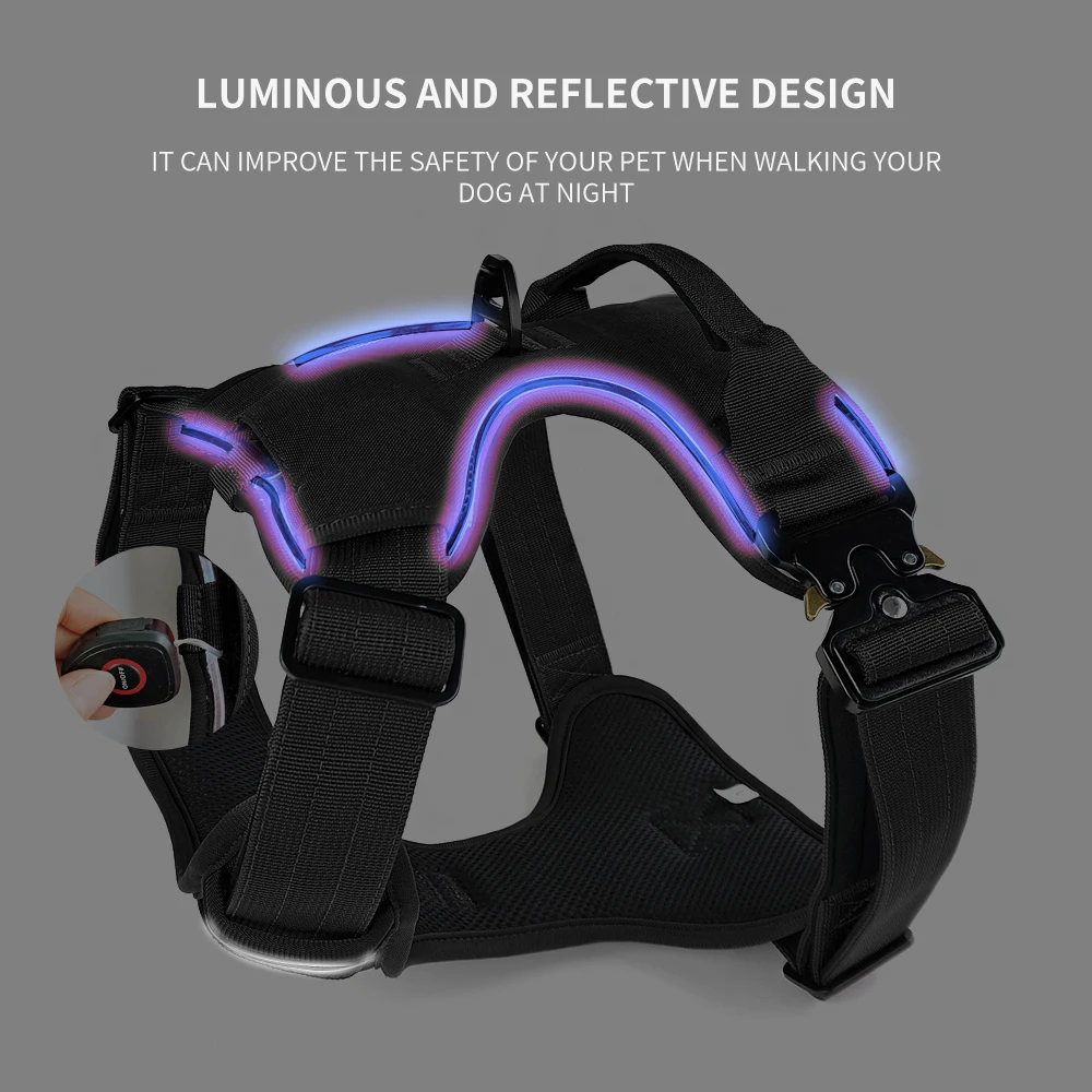 Light Dog Harness No Pull Breathable Heavy Duty Large Training Tactical