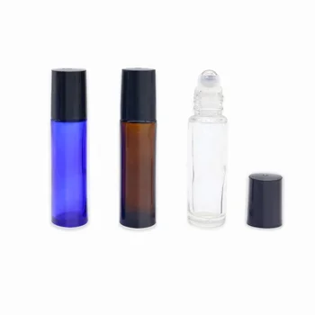wholesale 10ml Perfume Roll On Glass Roller Bottle with Roller Ball Cap Packaging Attar Essential Oil Bottle