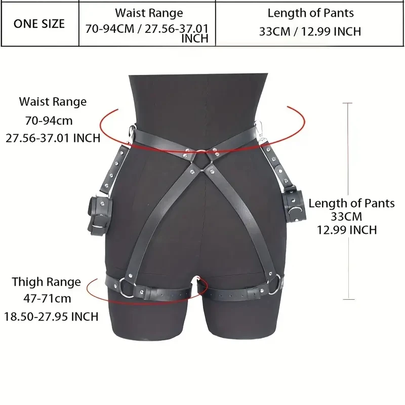 Red Strappy Leg Garter Harness Belt - Gothic Bondage Style Lingerie For Women, Adjustable Fit