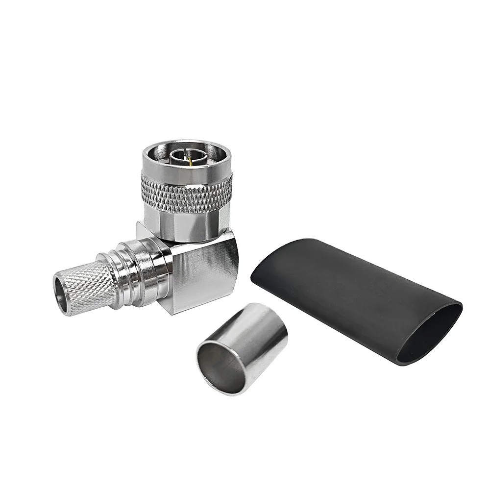 Rf Coaxial Connector 90 Degree EZ N Male Plug Crimp Right Angle for RG213 RG214 LMR400 RG8 H1000 Cable