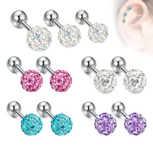 Multicolor Epoxy Ball Ear Tragus Ring Set 5pcs 316L Stainless Steel Surgical Cartilage Earring Fashion Girls Ear Stud Sexy Body