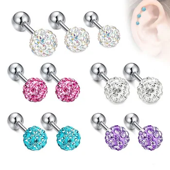 Multicolor Epoxy Ball Ear Tragus Ring Set 5pcs 316L Stainless Steel Surgical Cartilage Earring Fashion Girls Ear Stud Sexy Body