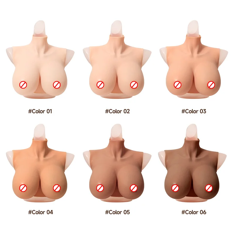 Protesi Mammarie In Silicone BIONORA, Coppa G, Colore Beige Con Capezzoli Colorati. Taglia 4XL, Senza Bretelle.