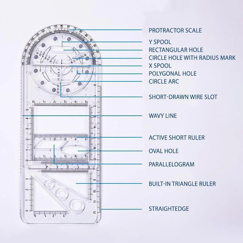 Buy ZHEJIA Ruler Multifunctional Geometric Ruler Multifunctional