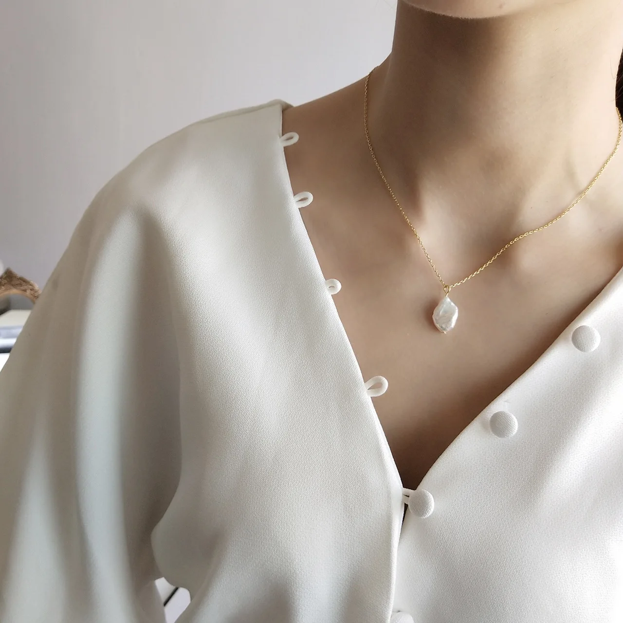 В стиле барокко позолоченного серебра нерегулярные подвес-ожерелье из окисленного жемчуга S925 серебро геометрической формы жемчужное ожерелье для женщин