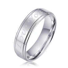 In Stock Stepped Edge Laser I LOVE YOU Promise Women Men Tungsten Wedding Rings Silver Ring For Man Silver Ring