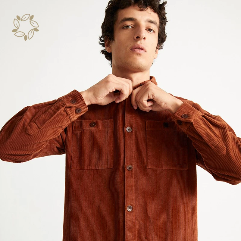 Sustainable Corduroy Shirt Organic Cotton Eco Friendly Shirt Solid Color Shirts For Men Cotton