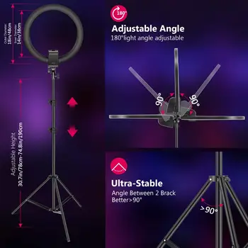 NEEWER Advanced 18\" LED Ring Light with Tripod Stand & Phone Holder for Photographic Lighting detail image