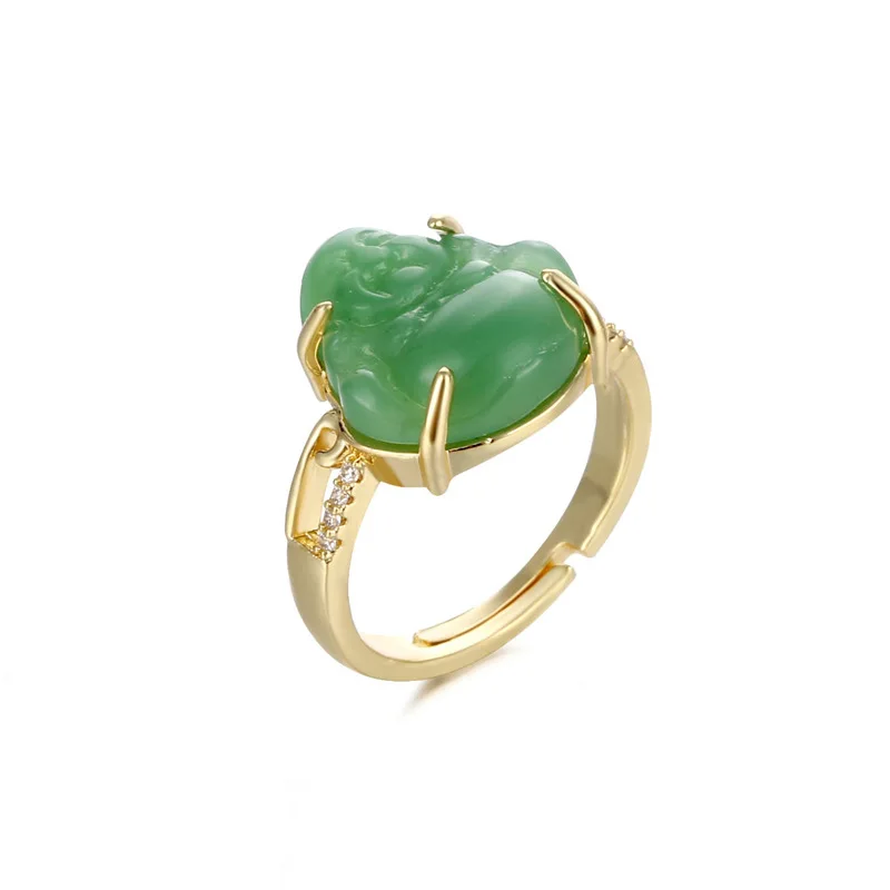 Minimalist Jade Rings 18K Gold Plated - Adjustable & Stylish