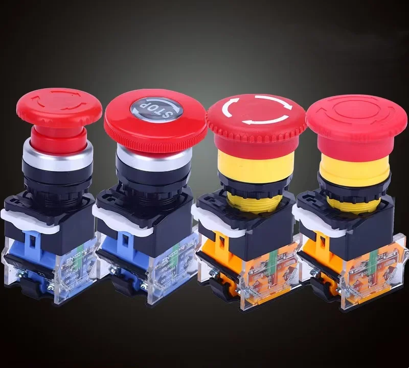 Uxcell AC 600V 6A 38mm Red Mushroom Push Button Switch - Momentary Action With 1 NO 1 NC Contacts