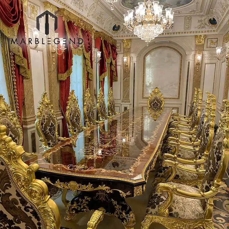 Chinese Luxury Dining Room Furniture Manufacturers Bespoke Royal Furniture Dining Table Set 8