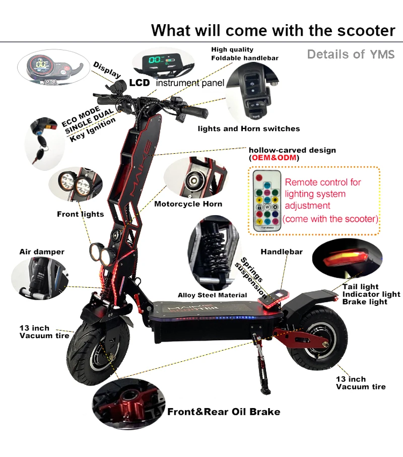 Wholesale Folding Off Road 13 Inch 8000w 60v Electric Scooter For Adults / Selfbalancing Fat
