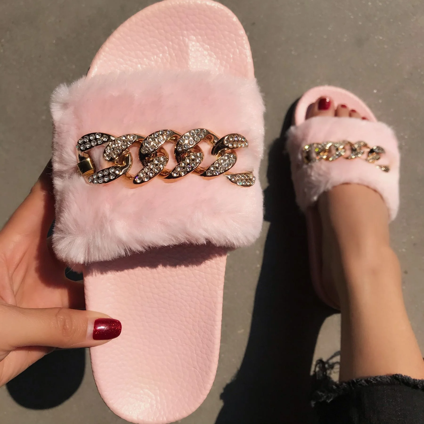 fluffy flat slippers