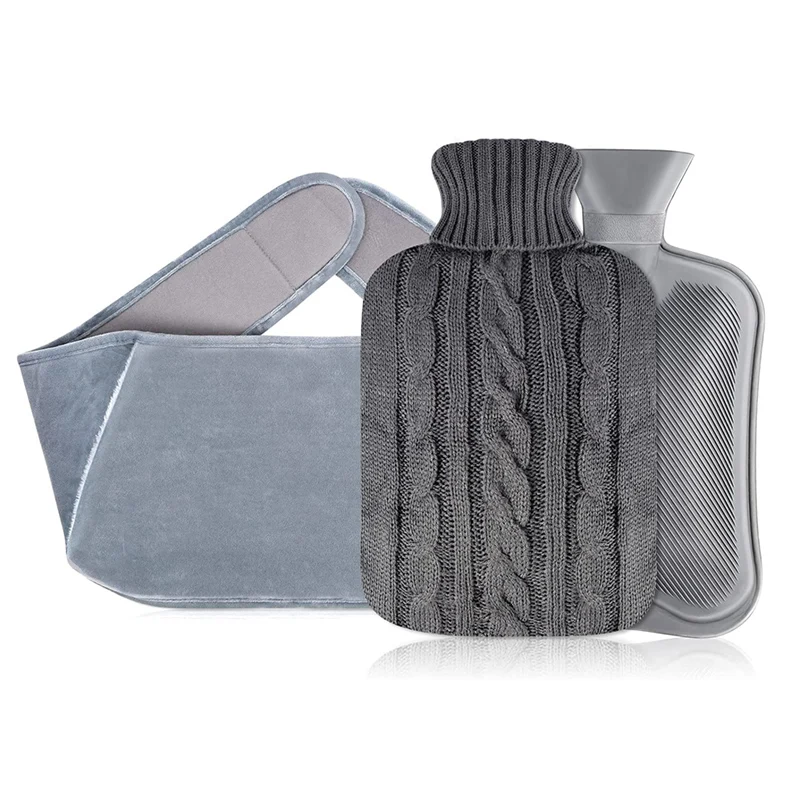 winter hot sale portable knitted cover rubber hot water bag hot water bottle with warm plush waist cover