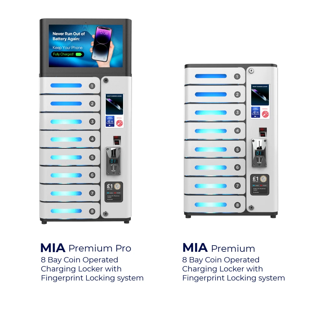 8 Bay Fingerprint Locking Coin Operated Charging Locker
