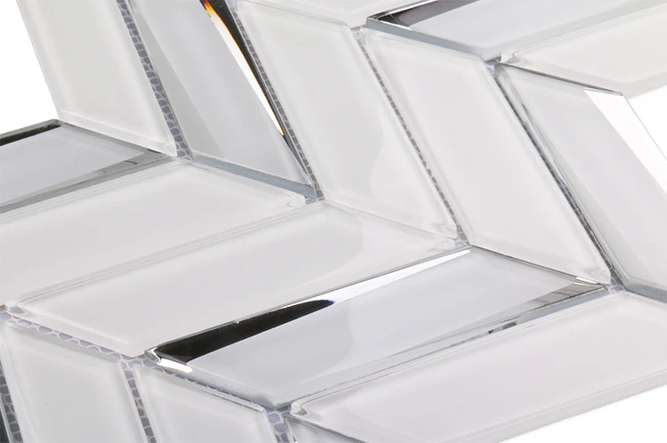 Wholesale price azulejo mosaico white mirror irregular arrow shape tiles glass mosaics