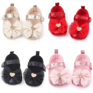 Beautiful 0-1.5 Year-old Bowknot Baby Girl Baby Princess Shoes Indoor Soft Bottom Anti-skid Walking Shoes First Walker Shoes