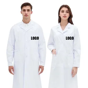 20% Cotton Thick White Medical Lab Hospital Coat Doctor Long Sleeve Unisex for Women Men