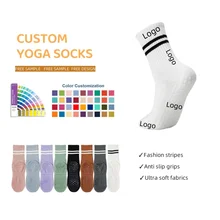 Non Slip Yoga Socks for Pilates Ballet cotton high quality crew socks Custom Logo fitness grip socks for women